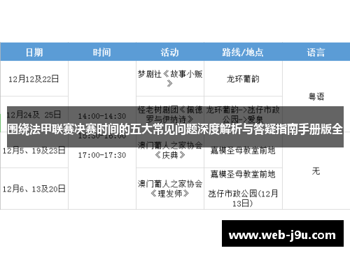 围绕法甲联赛决赛时间的五大常见问题深度解析与答疑指南手册版全